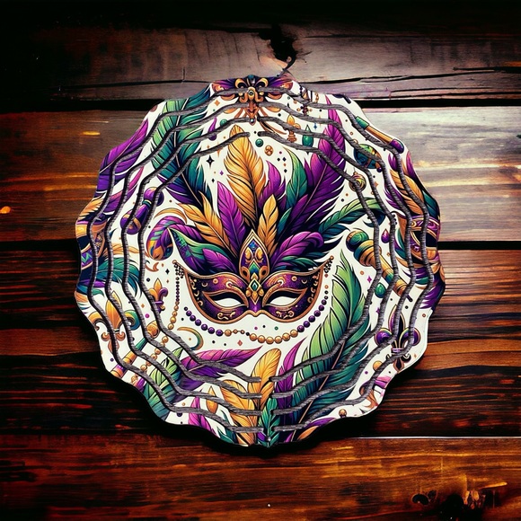 Mardi Gras themed 8 inch Sublimated Wind Spinner - Picture 1 of 2